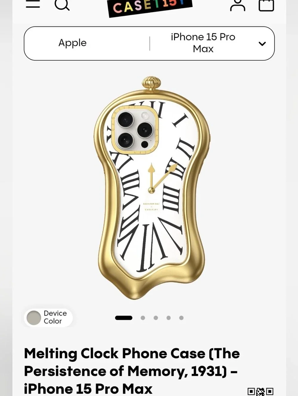 Casetify Salvador Dalí Melting Clock iPhone Case Gold & White
